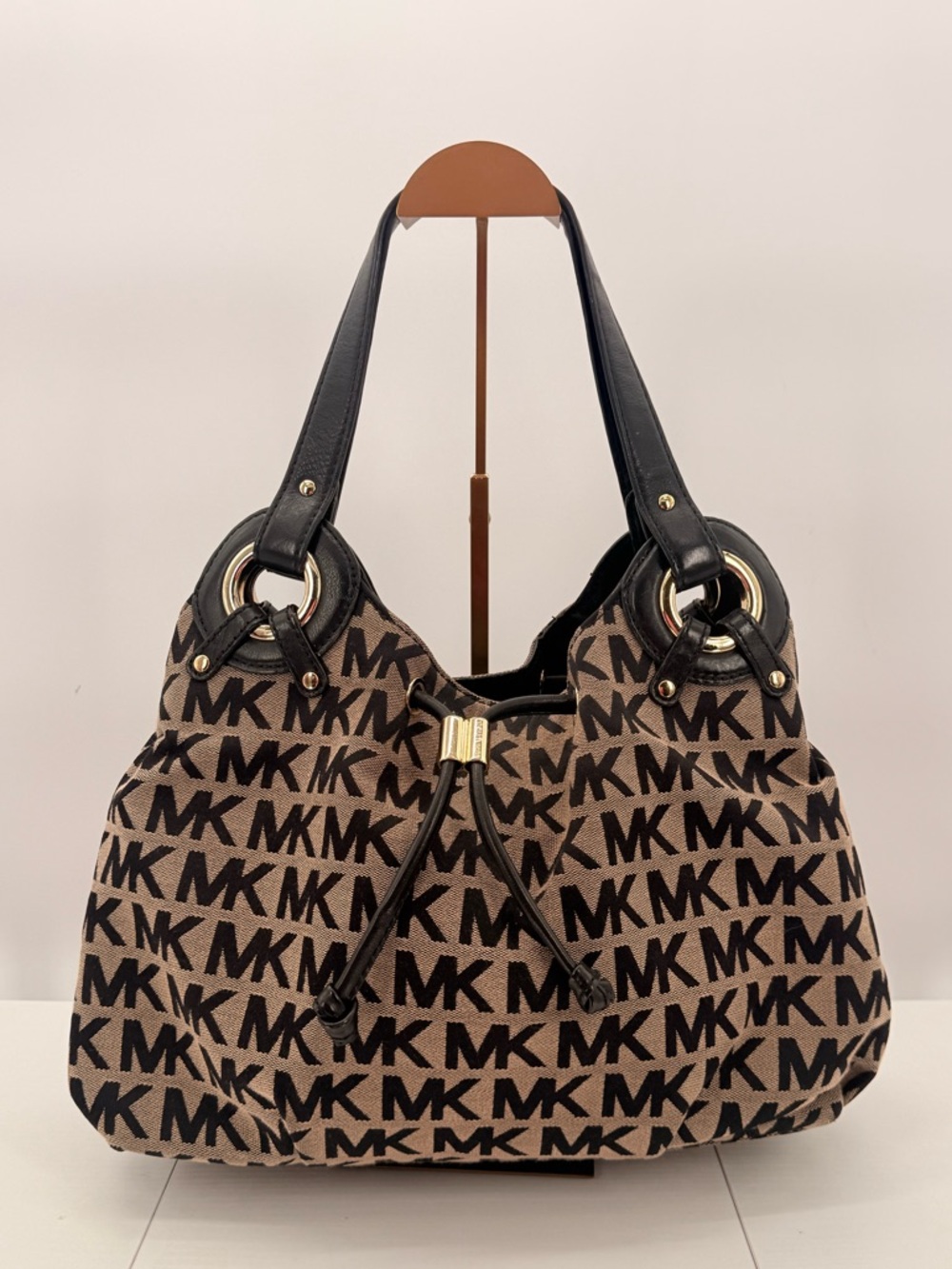 MICHAEL KORS Logo Print Shoulder Bag Brown Monogram Women’s Medium